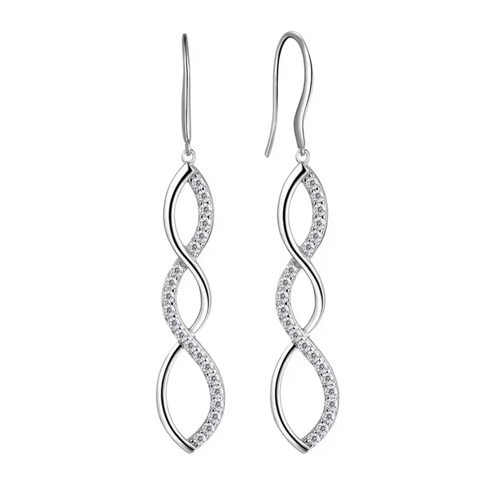 Boucles d’oreilles pendantes Infinity pour femmes et filles, bijoux cadeau d’anniversaire en argent sterling