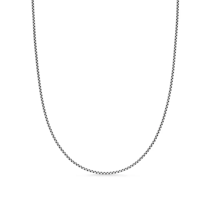 Box Chain Necklace in Sterling Silver with 14K Yellow Gold Accent, 1.7mm