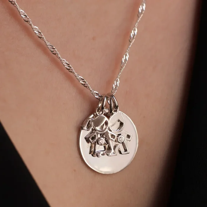 Boy silhouette crystal pendant 17mm Sterling Silver