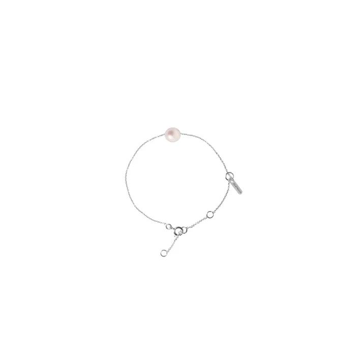 Bracelet Claverin Simply Pearly en or blanc et perle blanche 7mm