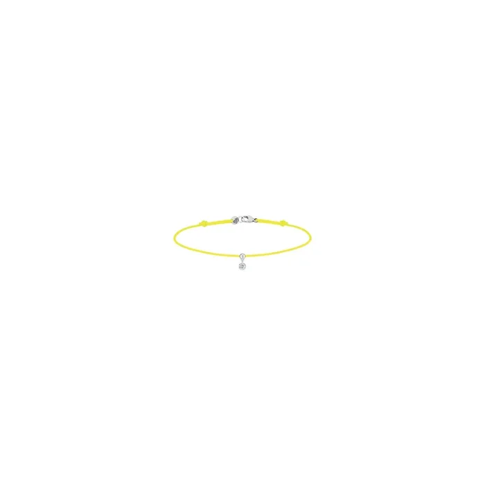 Bracelet cordon La Brune et La Blonde jaune en or blanc et diamant 0,10 carat