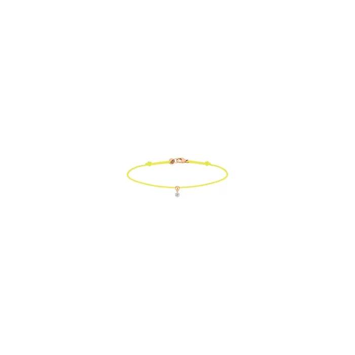 Bracelet cordon La Brune et La Blonde jaune en or rose et diamant 0,07 carat