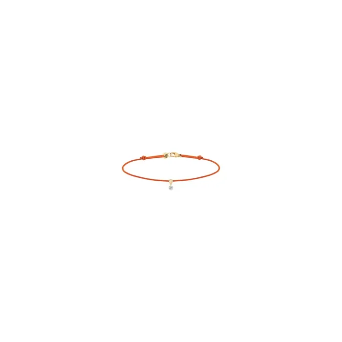 Bracelet cordon La Brune et La Blonde orange en or jaune et diamant 0,07 carat