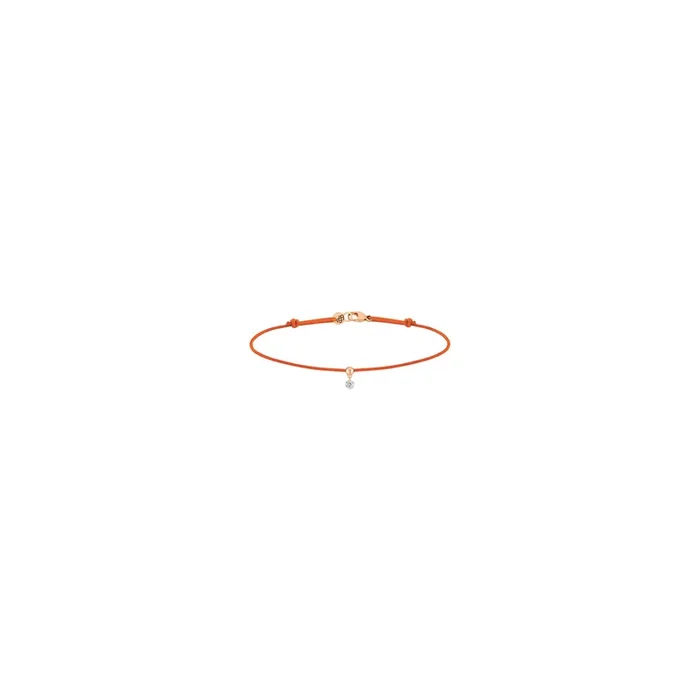 Bracelet cordon La Brune et La Blonde orange en or rose et diamant 0,07 carat