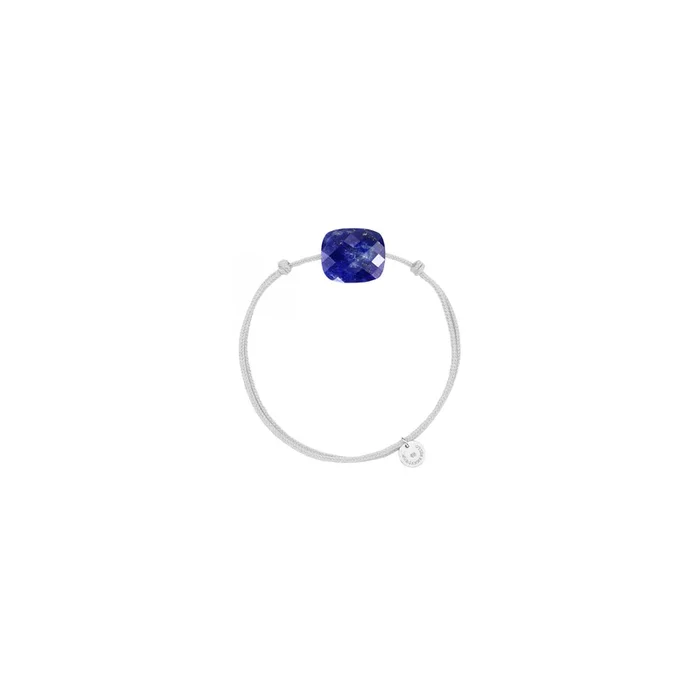 Bracelet Morganne Bello Friandise Oversize Lapis Lazuli taille coussin et cordon gris
