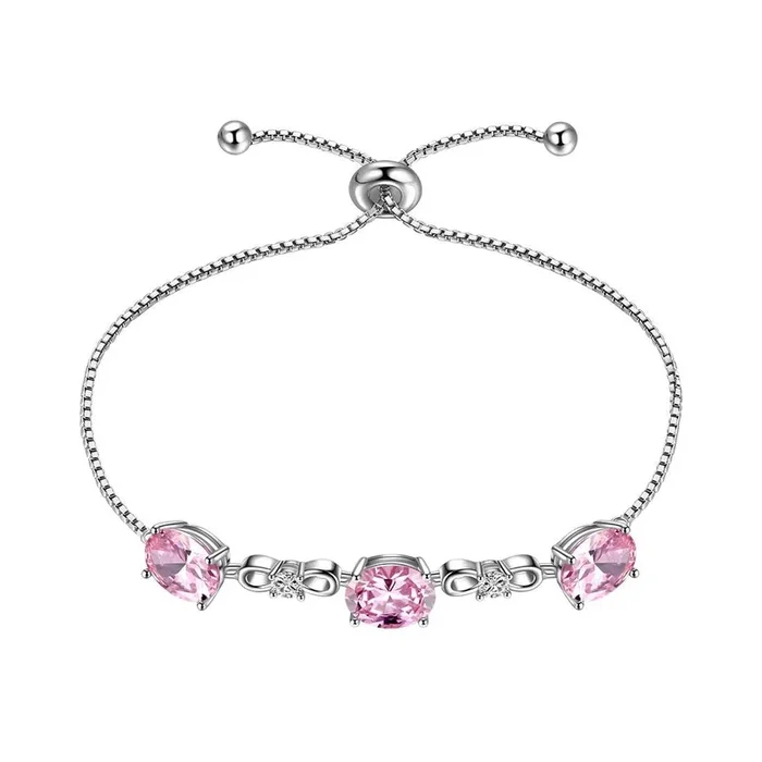 Bracelet rond en tourmaline avec pierre de naissance d’octobre pour femmes et filles, bijoux cadeau d’anniversaire en argent sterling