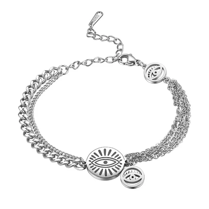 Bracelets à maillons mauvais œil pour femmes, bijoux en acier inoxydable