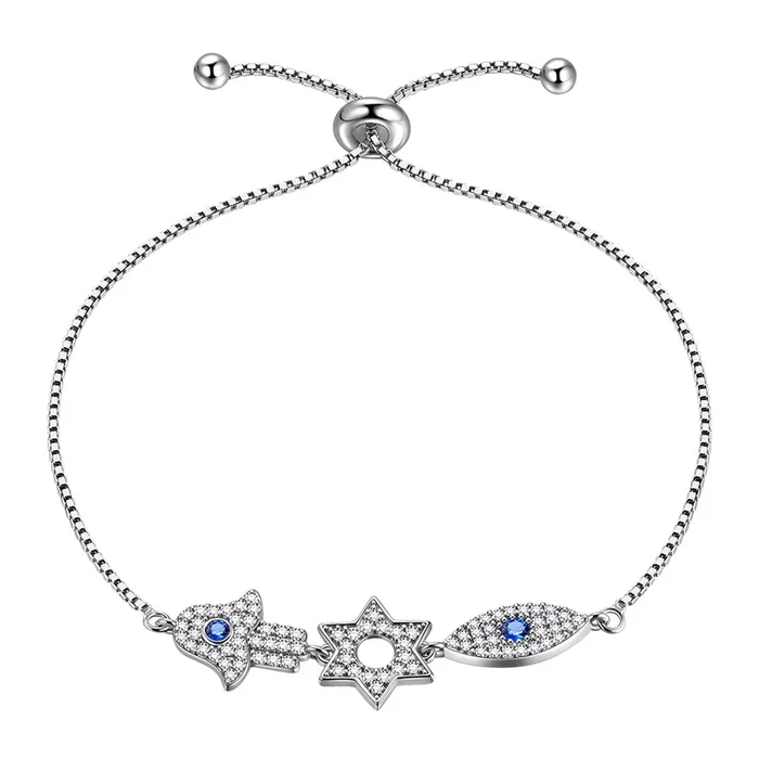 Bracelets mauvais œil bleu pour femmes et filles, amulette, bijoux Hamsa Fatima, main étoiles de David