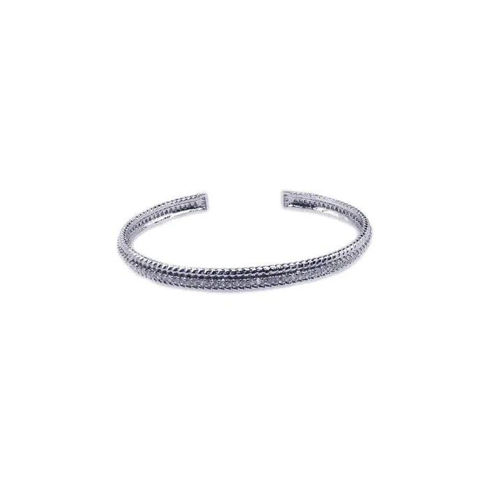 Brazalete abierto de plata de ley 925 rodiada con circonitas – STB00195