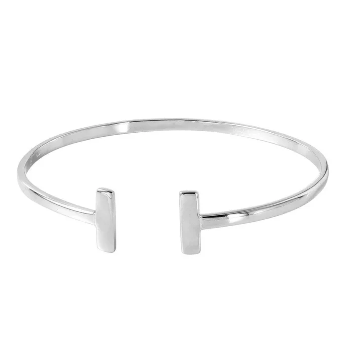 Brazalete delgado de plata 925 con doble barra – BGB00249