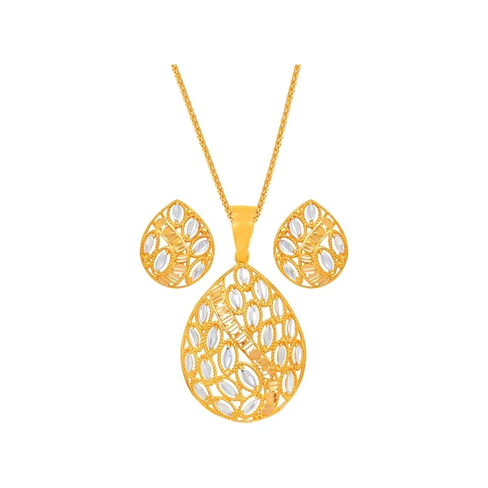 Brilliant Two tone Pendant Set in 22K Gold