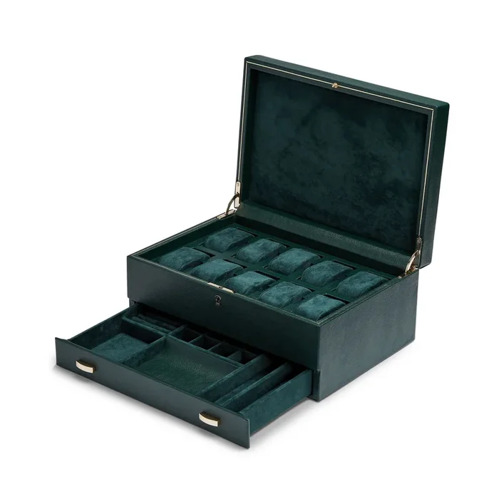 British Racing Green Watch Box 10 watches with storage – Wolf 1834 | Lepage