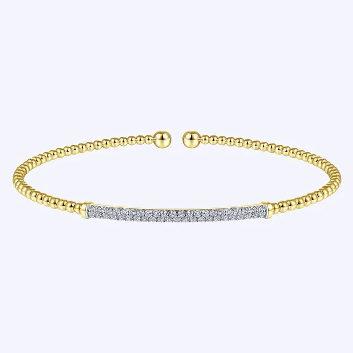 Bujukan Split Cuff Bracelet with Diamond Pave Bar