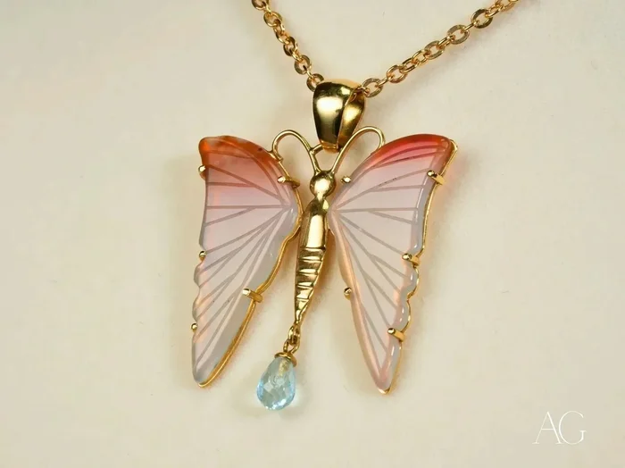 Butterfly Bliss : Agate and Topaz Pendant
