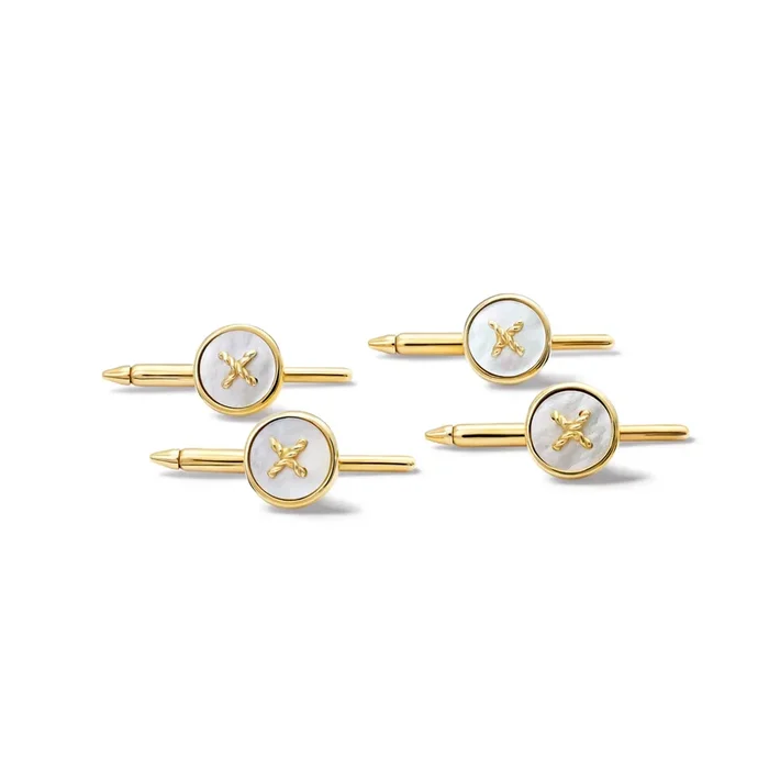 Button Dress Studs Yellow Gold – Mother of Pearl