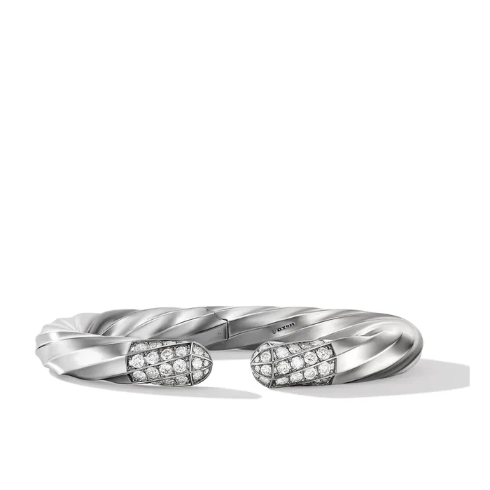 Cable Edge® Bracelet in Sterling Silver with Diamonds, 9mm