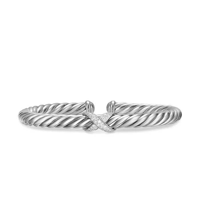 Cable Flex® X Bracelet in Sterling Silver with Diamonds, 6mm