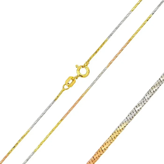 Cadena 020 multicolor con corte de diamante y serpiente multichapada en plata 925, 0,9 mm – CH260 MUL