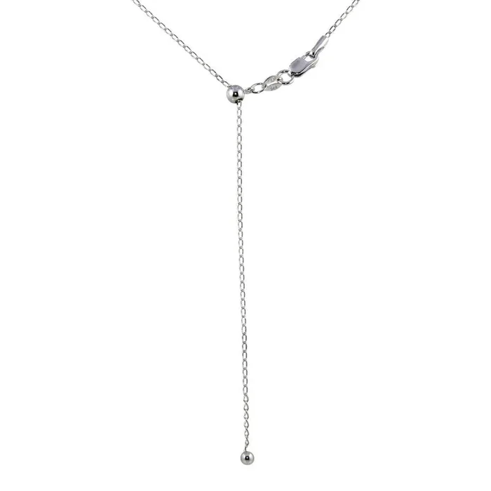 Cadena de eslabones ajustables de plata de ley 925 rodiada con cuenta colgante – DIN00109RH