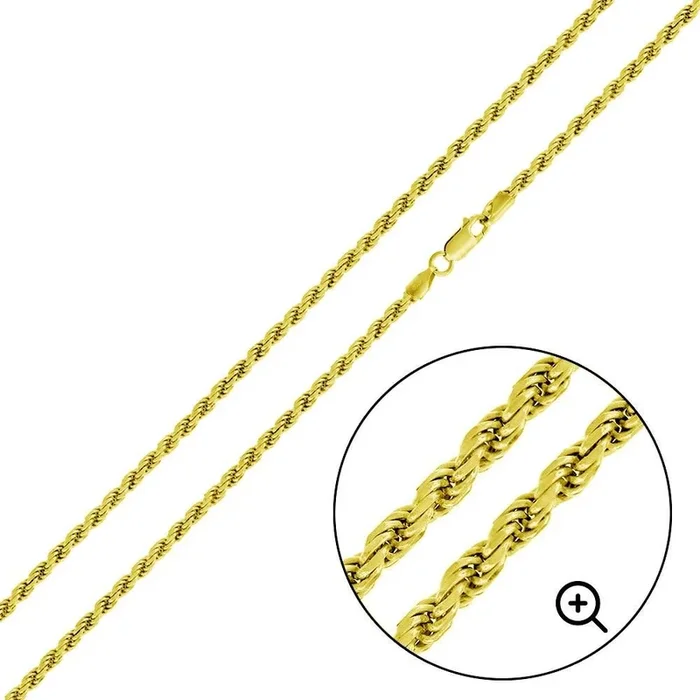 Cadena o pulsera de plata de ley 925 bañada en oro de 2,2 mm – CH391 GP
