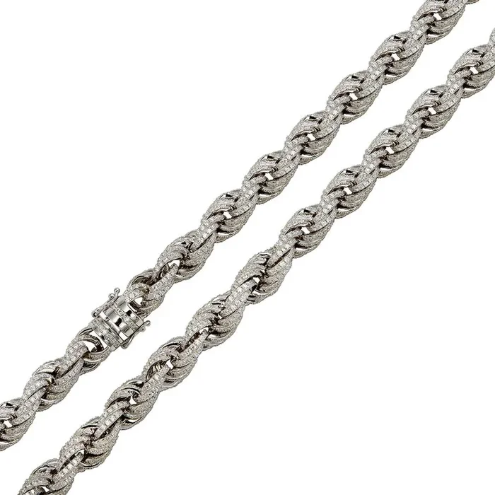 Cadena o pulsera de plata de ley 925 rodiada con circonitas incrustadas (9,7 mm) – CHCZ100 RH