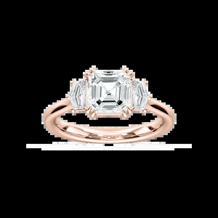 Cadyn 2 ½ ctw Asscher Lab Grown Diamond Double Prong Three Stone Engagement Ring