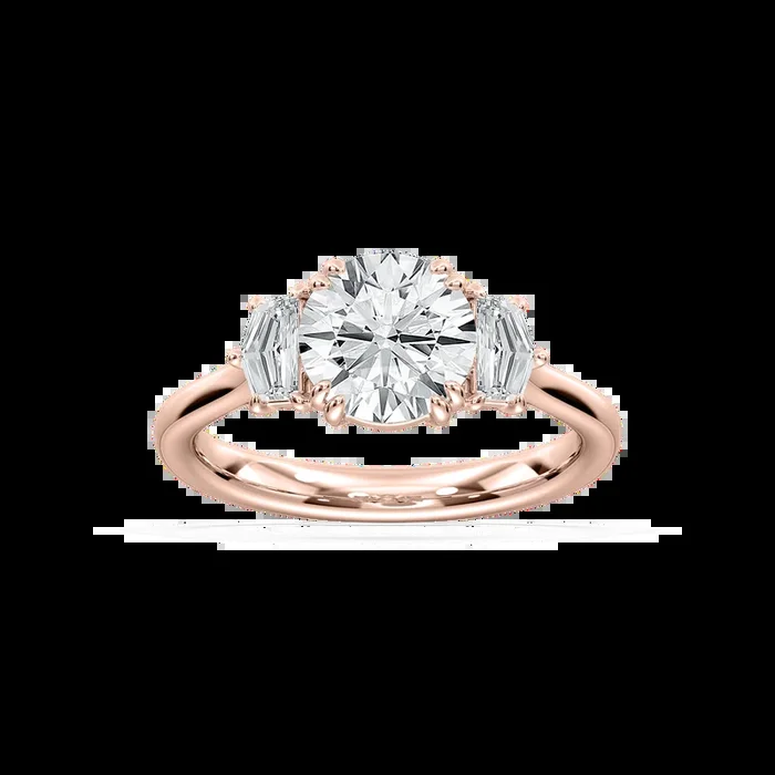 Cadyn 2 ½ ctw Round Lab Grown Diamond Double Prong Three Stone Engagement Ring