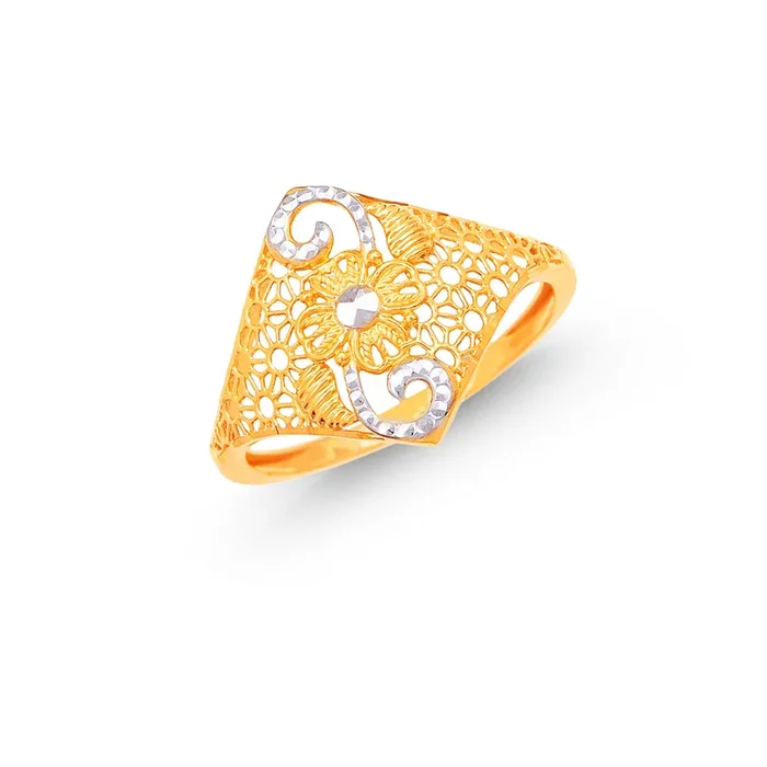 Captivating Two tone Ring in 22K Gold