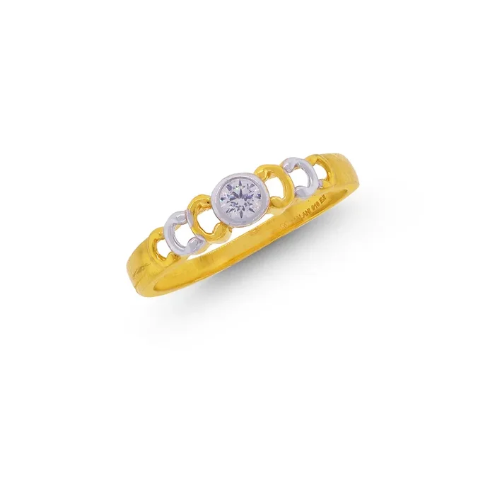 Captivating Two tone Ring with CZ in 22K Gold