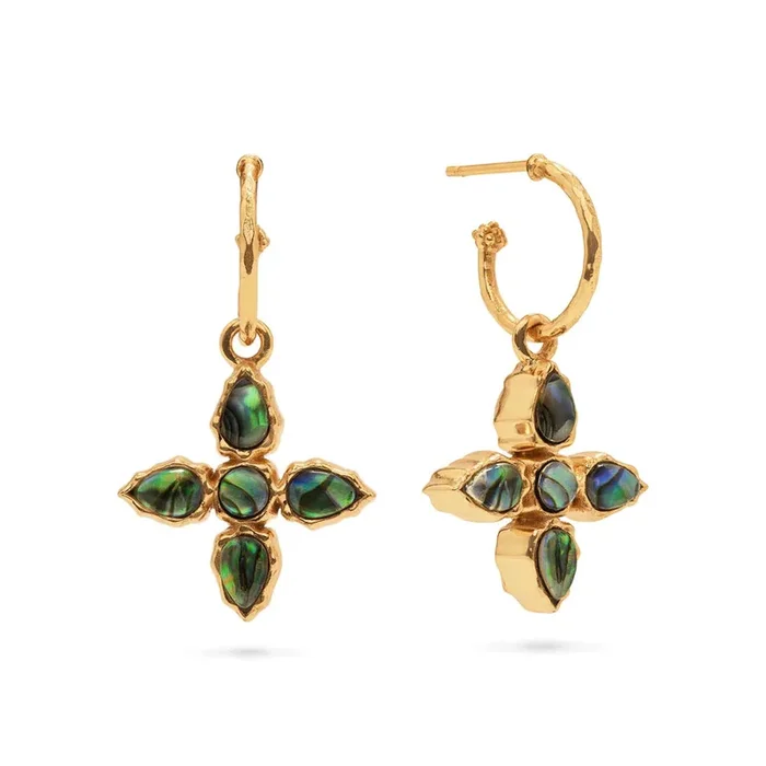 Capucine De Wulf Aurora Hoop Earrings with Reversible Charm – Abalone/Mother of Pearl
