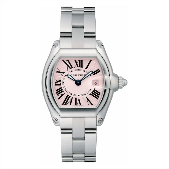 Cartier Ladies Roadster “Discontinued” Quartz Movement Pink Dial in Stainless Steel
