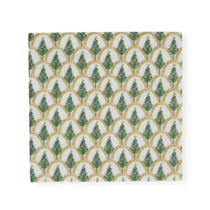 Caspari Deco Christmas Gold Cocktail Napkins – Set of 20