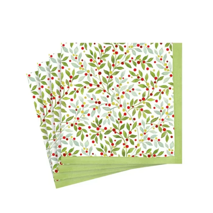 Caspari Twining Greenery Paper Cocktail Napkins – Set of 20