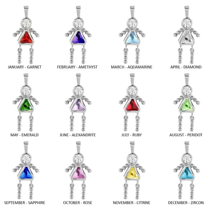 Charm de niña con circonita cúbica en forma de triángulo redondo de plata de ley 925 pulida – CHARM004