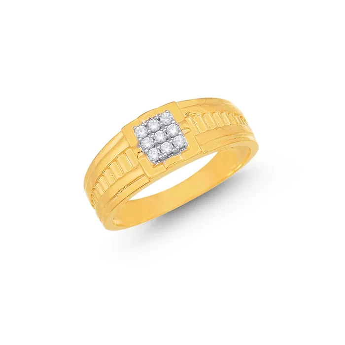 Charming Mens Ring With CZ in 22K Gold