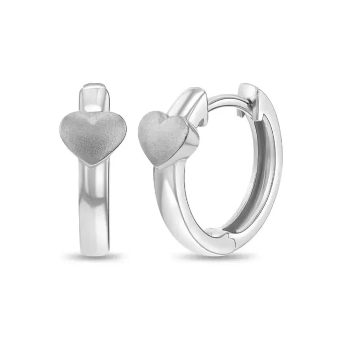 Children’s Sterling Silver Grateful Heart Hoop Earrings