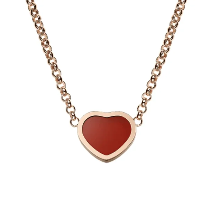 Chopard Happy Hearts necklace in rose gold and carnelian – Lepage