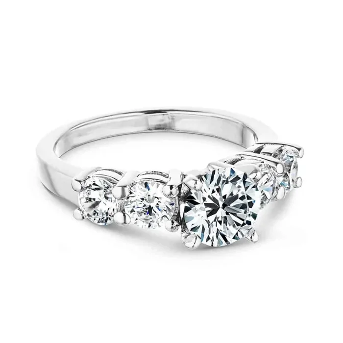 Christine Round Lab Grown Diamond Impact Side Stone Engagement Ring