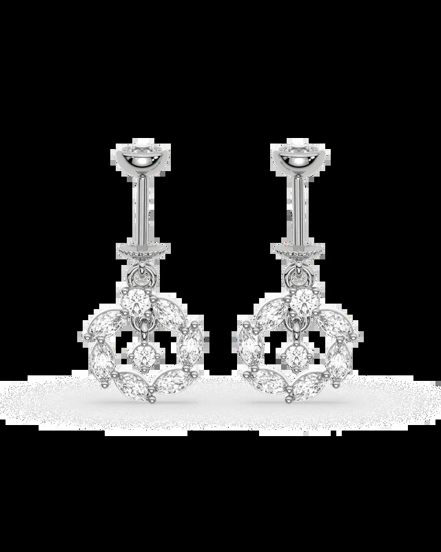 Circle With Drop Helix Hanging Earrings
