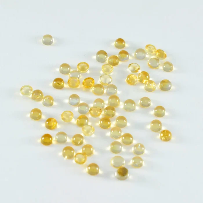 Citrine 10PC Tiny 3×3 MM Round Cabochon Yellow Lustrous semi Precious Loose Gemstone
