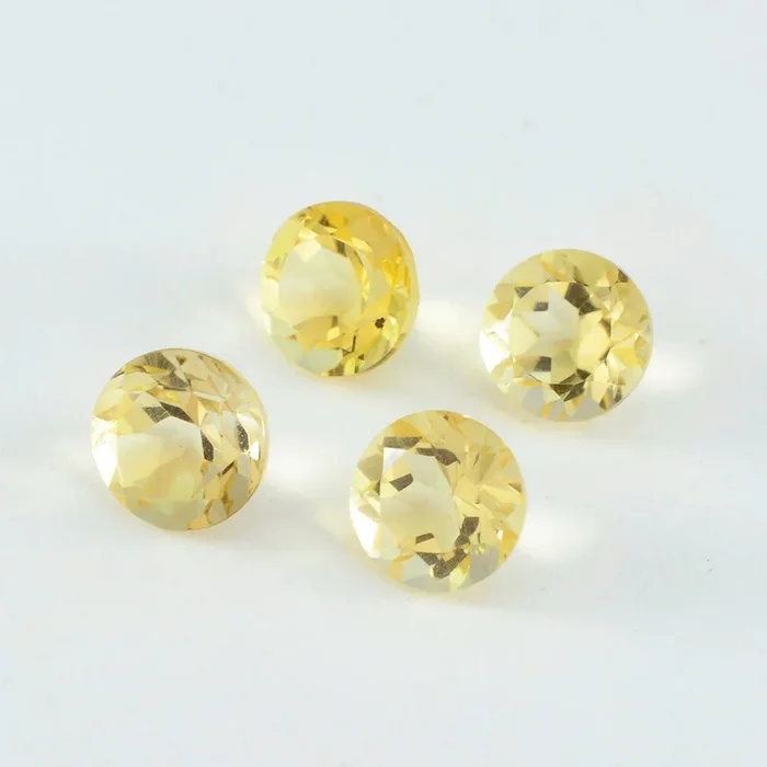 Citrine 10PC Tiny 4×4 MM Round Faceted Yellow Brilliant Semi Precious Loose Gemstones