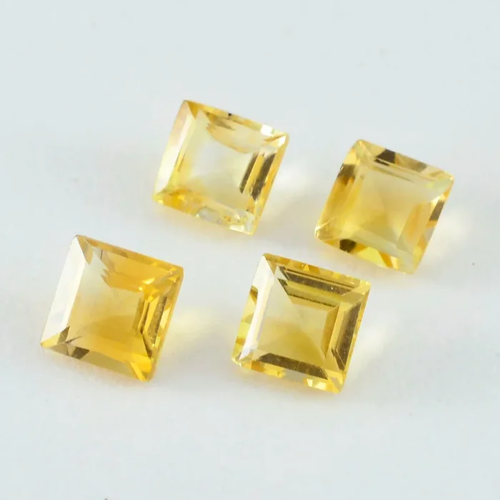 Citrine 1PC Large 10×10 MM Square Faceted Yellow Shine Semi Precious Loose Gems