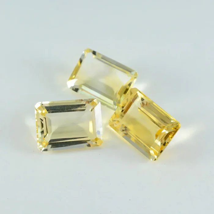 Citrine 1PC Small 7×9 MM Emerald Faceted Yellow Lustrous Semi Precious Gems