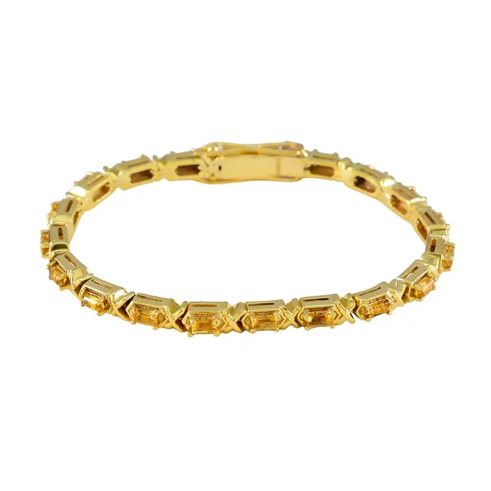Citrine Achievement Eye-catching Yellow Sterling Silver Tennis Bracelet