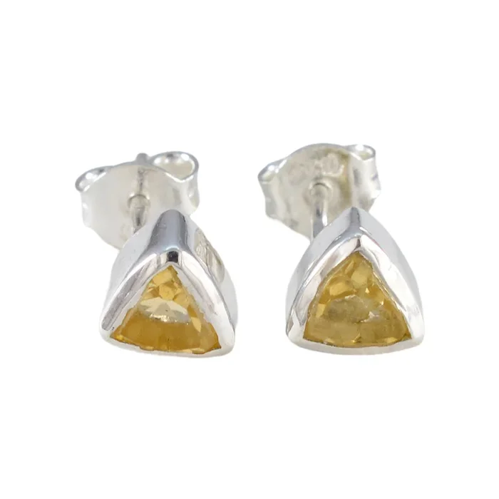 Citrine American Micaela Solitaire Stud Yellow Sterling Silver Earring