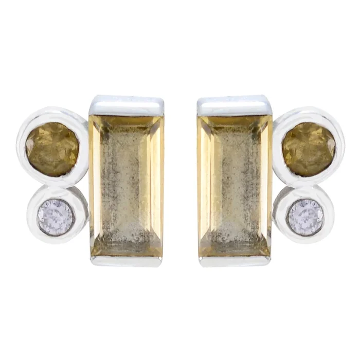 Citrine Australian Paula multiple Stud Yellow 925 Sterling Silver Earring