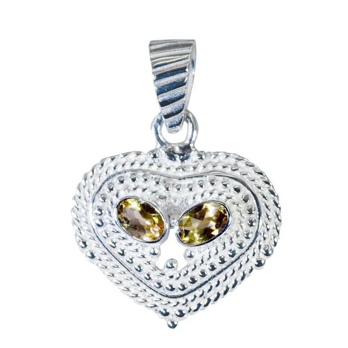 Citrine Featherlight Turkish 925 Silver Toi et Moi Hannah Romantic Yellow Pendant Jewelry