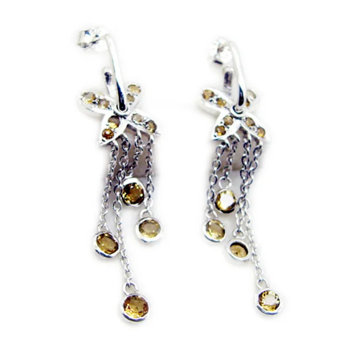 Citrine Japanese Victoria multiple Dangle Yellow Sterling Silver Earring