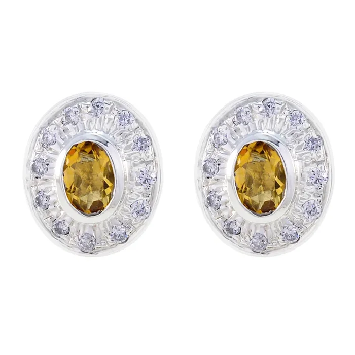 Citrine Latin American Daniela multiple Stud Yellow 925 Silver Earring