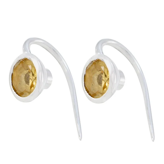 Citrine Latin American Sarah Solitaire Dangle Yellow Sterling Silver Earring